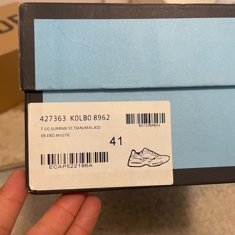 EUC Men’s Size 8 (Euro Sz 41) Gucci Rhyton Wave Print Dad Shoes In Ivory & Blue - Picture 7 of 16